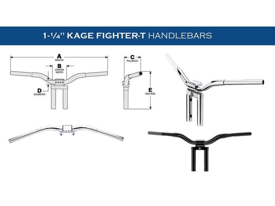 14in. x 1-1/4in. Straight Kage Fighter Handlebar - Gloss Black.