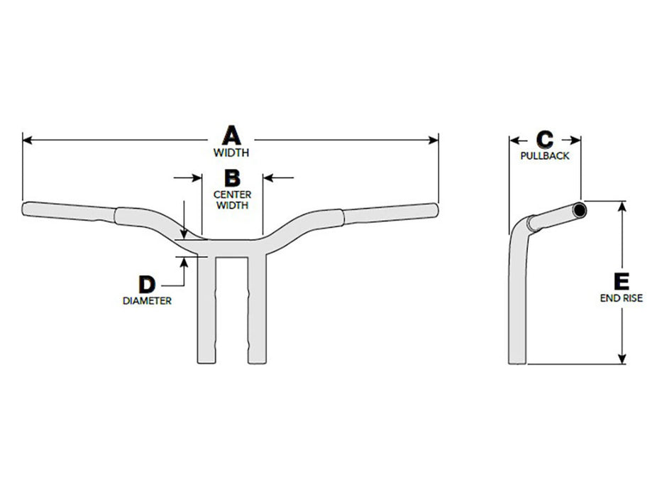 12in. x 1-1/4in. Pullback One Piece Kage Fighter Handlebar - Stainless.