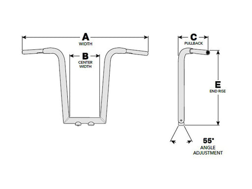 16in. x 1-1/2in. Miter Cut Tree Hugger Handlebar - Gloss Black.