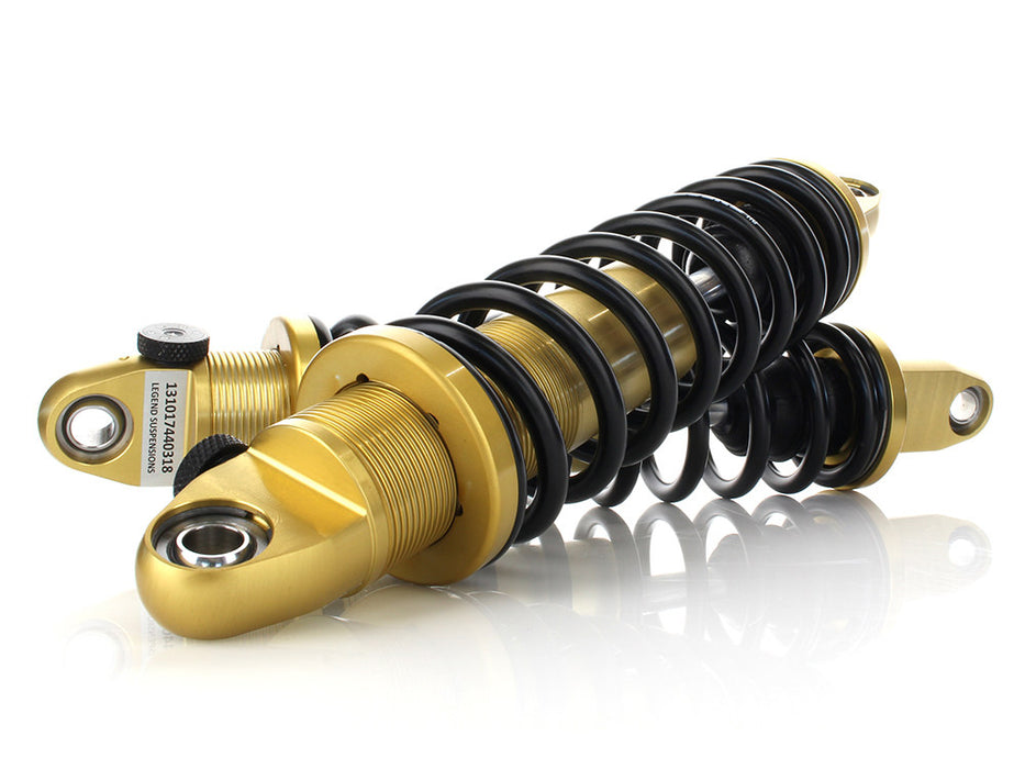 REVO-A Series, 12in. Adjustable Rear Shock Absorbers - Gold. Fits Dyna 1991-2017.