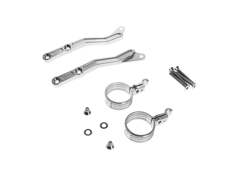 Revo ARC Remote Reservoir External Mounting Brackets - Clear. Fits CVO Touring 2015up, Street Glide & Road Glide 2024up, Touring 2025up