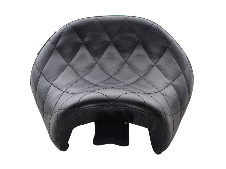 Bare Bones Solo Seat with Diamond Stitch. Fits 883C & 1200C Sportster Custom 2004-2006 & 2010-2021 Models with Factory 4.5 Gallon Fuel Tank.