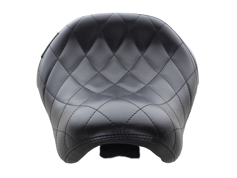 Bare Bones Solo Seat with Diamond Stitch. Fits Sportster 2004-2006 & Sportster 2010-2021 Models with with 3.3 Gallon Fuel Tank.