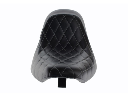 Bare Bones Solo Seat with White Diamond Stitch. Fits Softail 2006-2017 with 200 OEM Rear Tyre.