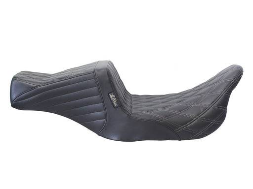 TailWhip Dual Seat with Gun Metal Grey Double Diamond Stitch. Fits Most Touring 2008-2024