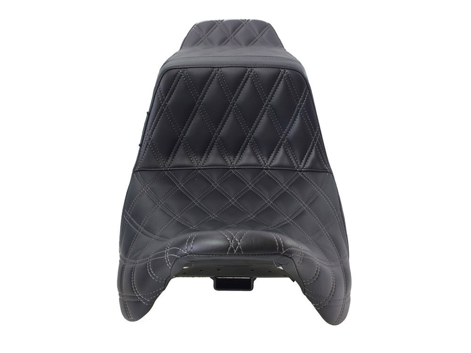 TailWhip Dual Seat with Gun Metal Grey Double Diamond Stitch. Fits Most Touring 2008-2024