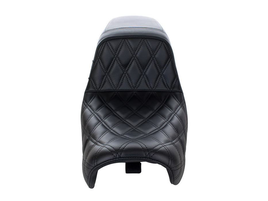 Kickflip Dual Seat with Black Double Diamond Stitch. Fits Dyna 2006-2017.