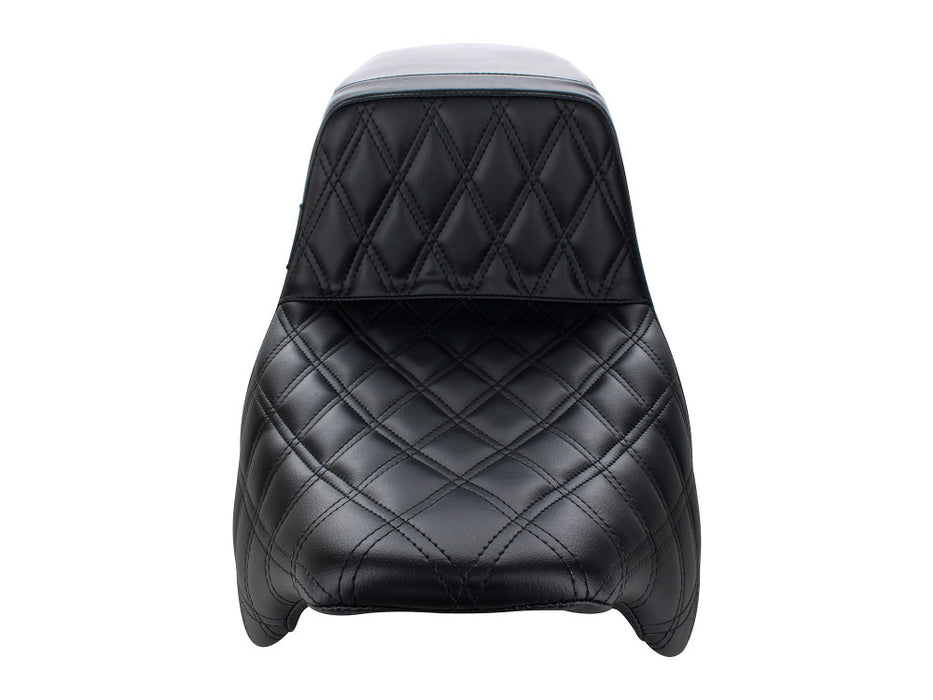 Kickflip Dual Seat with Black Double Diamond Stitch. Fits Most Touring 2008-2024
