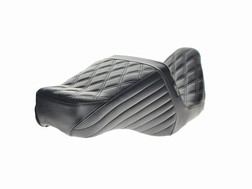 TailWhip Up Front Reduced Reach Dual Seat with Black Double Diamond Stitch. Fits Most Touring 2008-2024