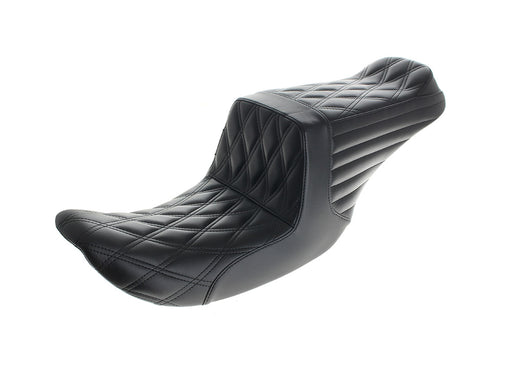 TailWhip Up Front Reduced Reach Dual Seat - Black Double Diamond Stitch. Fits Dyna 1996-2003