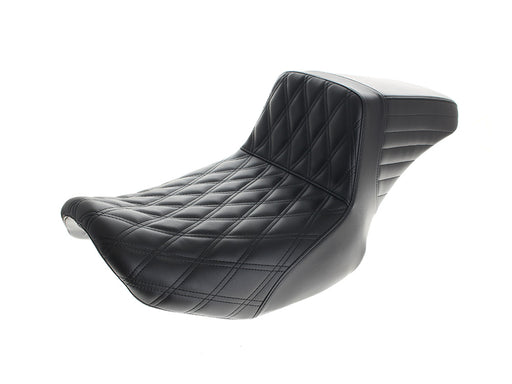 Kickflip Daddy Long Legs Dual Seat with Black Double Diamond Stitch - Extended Reach. Fits CVO Touring 2023up, Street Glide & Road Glide 2024up, Touring 2025up