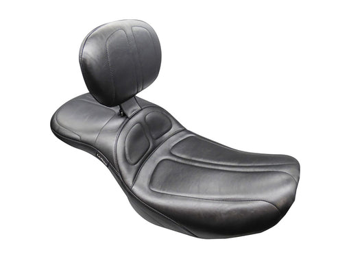 Maverick Daddy Long Legs Dual Seat with Backrest - Extended Reach. Fits CVO Touring 2023up, Street Glide & Road Glide 2024up, Touring 2025up