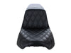 Kickflip Dual Seat with Black Double Diamond Stitch. Fits Softail Slim & Street Bob 2018up & Standard 2020up.