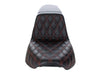 Kickflip Dual Seat with Red Double Diamond Stitch. Fits Softail Slim & Street Bob 2018up & Standard 2020up.