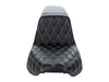 Kickflip Dual Seat with White Double Diamond Stitch. Fits Softail Slim & Street Bob 2018up & Standard 2020up.