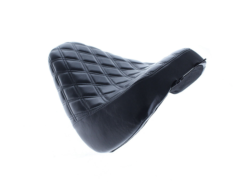 Bare Bones Solo Seat with Black Double Diamond Stitch. Fits Fatboy 2018up & Breakout 2023up