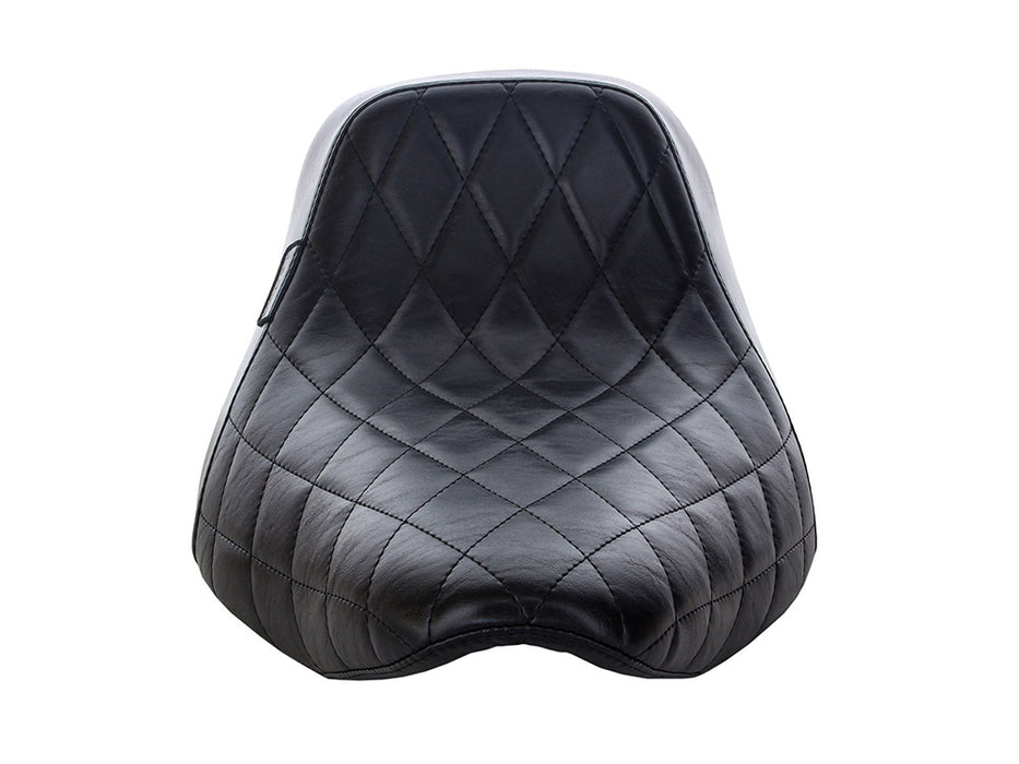Bare Bones Solo Seat with Black Diamond Stitch. Fits Sport Glide & Low Rider 2018up & Low Rider S 2020up.
