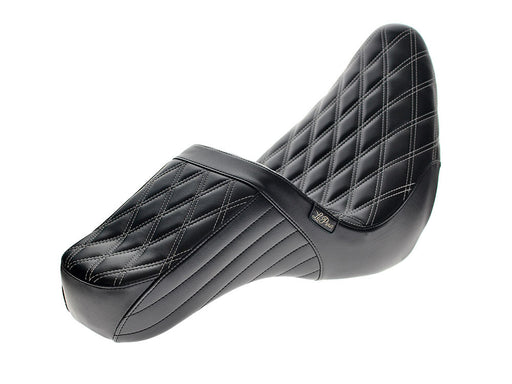 TailWhip Dual Seat with White Diamond Stitch. Fits Sport Glide & Low Rider 2018up & Low Rider S 2020up.