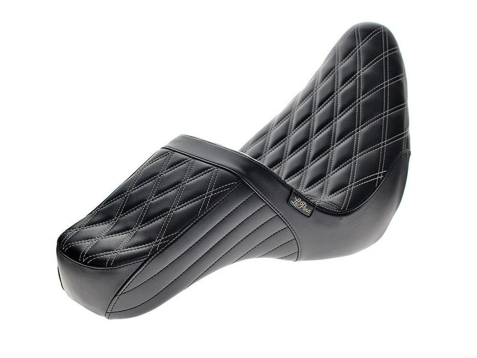 TailWhip Dual Seat with White Diamond Stitch. Fits Sport Glide & Low Rider 2018up & Low Rider S 2020up.