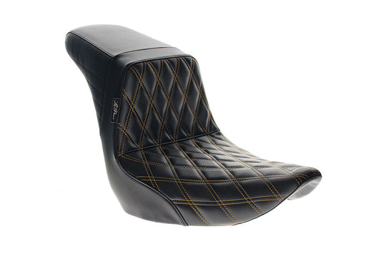 KickFlip Dual Seat with Gold Double Diamond Stitch. Fits Sport Glide & Low Rider 2018up & Low Rider S 2020up.