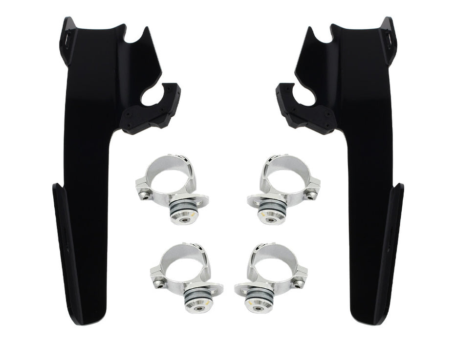 Black Batwing Fairing Trigger-Lock Mounting Hardware. Fits most Sportsters 1987-2021 with 39mm Fork Tubes.