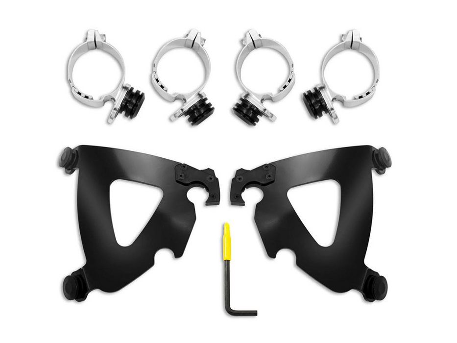 MEMPHIS SHADES - Black Road Warrior Trigger-Lock Mounting Hardware. Fits Street Bob & Low Rider 2018up & Mid-Glide Dyna 2006-2017.