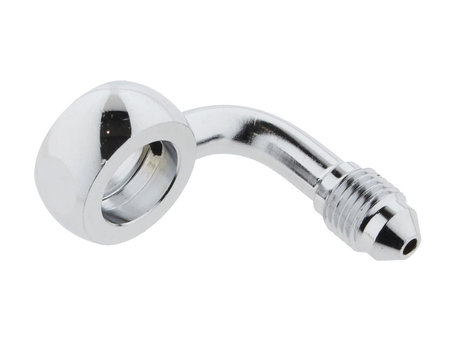Chrome True 12mm ID, 90 Degree Banjo - Male #3 End.