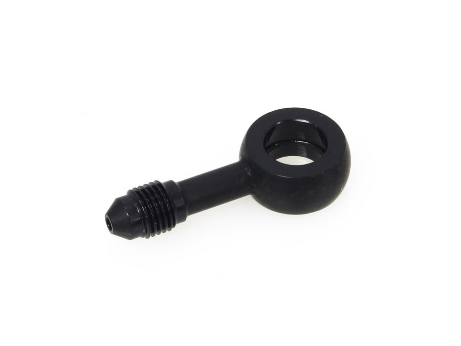 Black 7/16in. ID, 180 Degree Straight Banjo - Male #3 End.