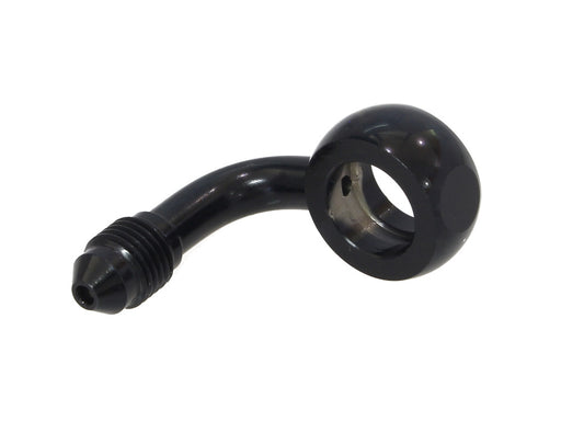 Black True 12mm ID, 90 Degree Banjo - Male #3 End.