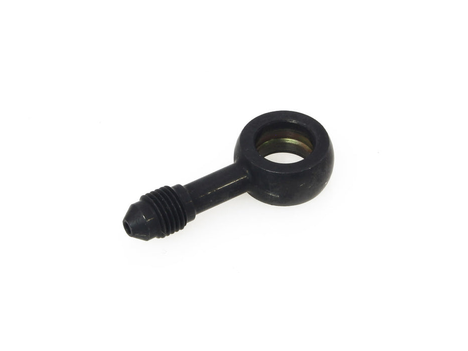 Black True 12mm ID, 180 Degree Straight Banjo - Male #3 End.
