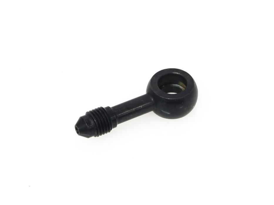 Black 3/8in. (10mm) ID, 180 Degree Straight Banjo - Male #3 End.