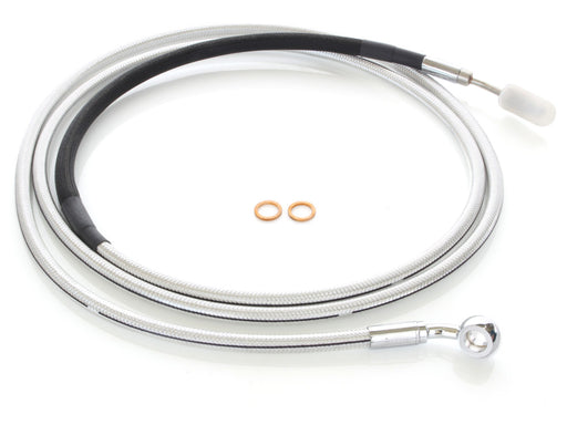 82in. Hydraulic Clutch Line with 10mm x 35 Degree Banjo - Sterling Chromite. Fits Touring & Softail 2017up Models with the Original H-D Hydraulic Clutch.