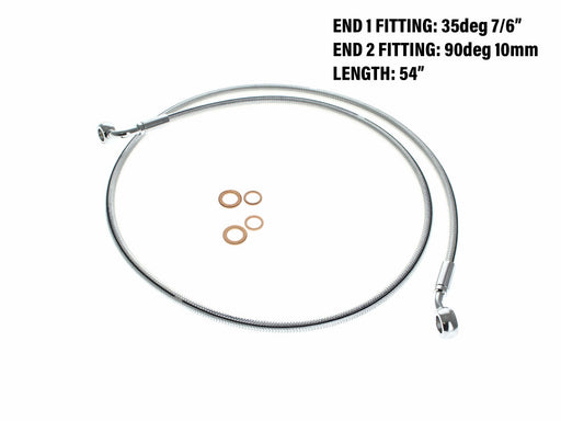 54in. E-Z Align Front Brake Line with 7/16in. x 35 Degree Banjo - Sterling Chromite.