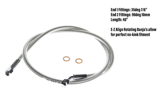 42in. E-Z Align Front Brake Line with 7/16in. x 180 Degree Banjo - Sterling Chromite.