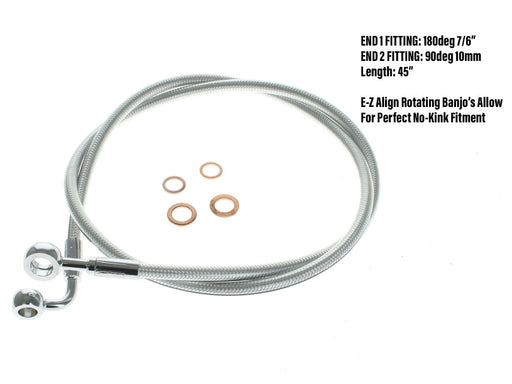 45in. E-Z Align Front Brake Line with 7/16in. x 180 Degree Banjo - Sterling Chromite.