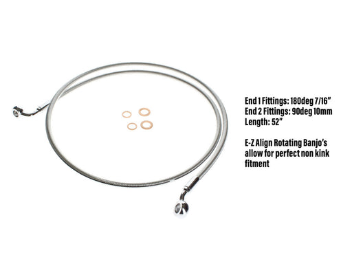 52in. E-Z Align Front Brake Line with 7/16in. x 180 Degree Banjo - Sterling Chromite.