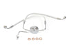 Lower Front Brake Line with T-Piece - Sterling Chromite. Fits Sportster 2004-2013 with Dual Front Calipers