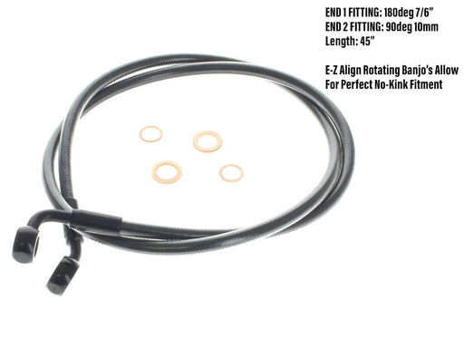 42in. E-Z Align Front Brake Line with 7/16in. x 35 Degree Banjo - Black Pearl.