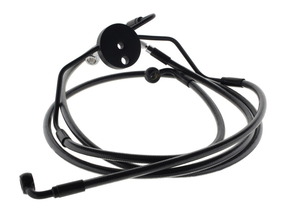 Lower Front Brake Line Assembley with T-Piece - Black Pearl. Fits Touring 2008-2013 with ABS & Dual Front Calipers.
