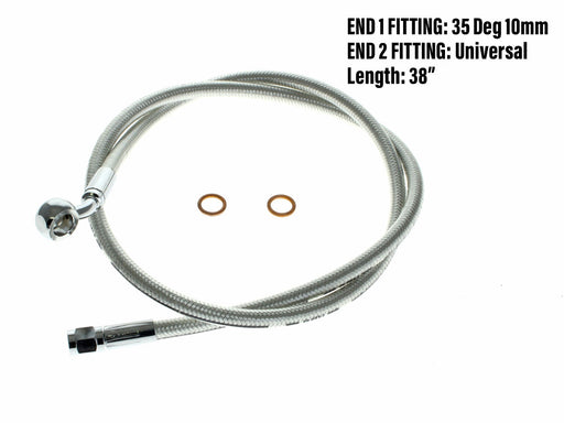 38in. Upper Front Brake Line with 10mm x 35 Degree Banjo - Sterling Chromite.