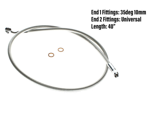 40in. Upper Front Brake Line with 10mm x 35 Degree Banjo - Sterling Chromite.