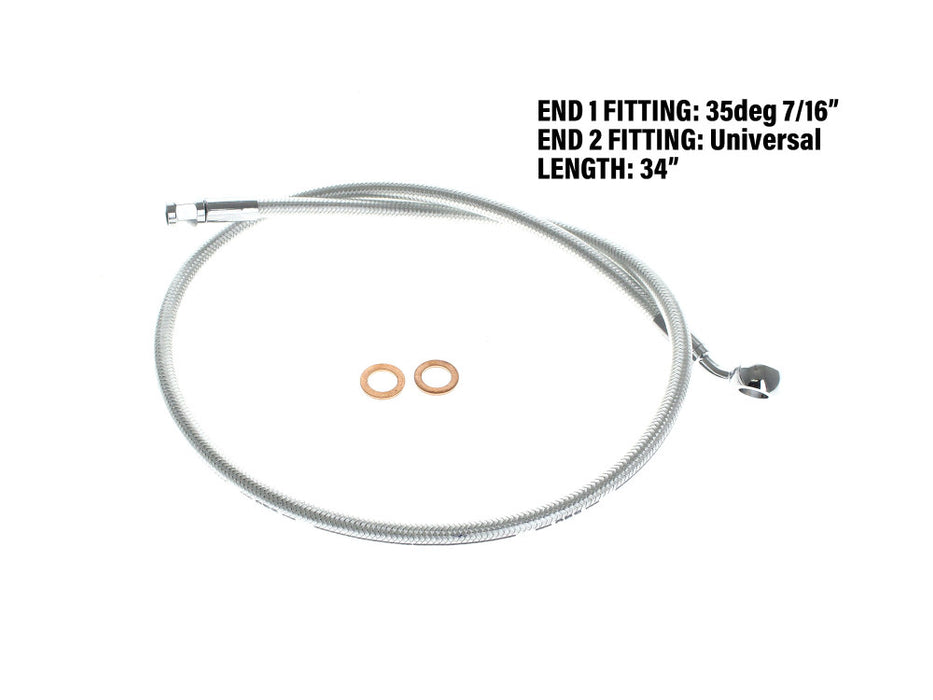 34in. Upper Front Brake Line with 7/16in. x 35 Degree Banjo - Sterling Chromite.