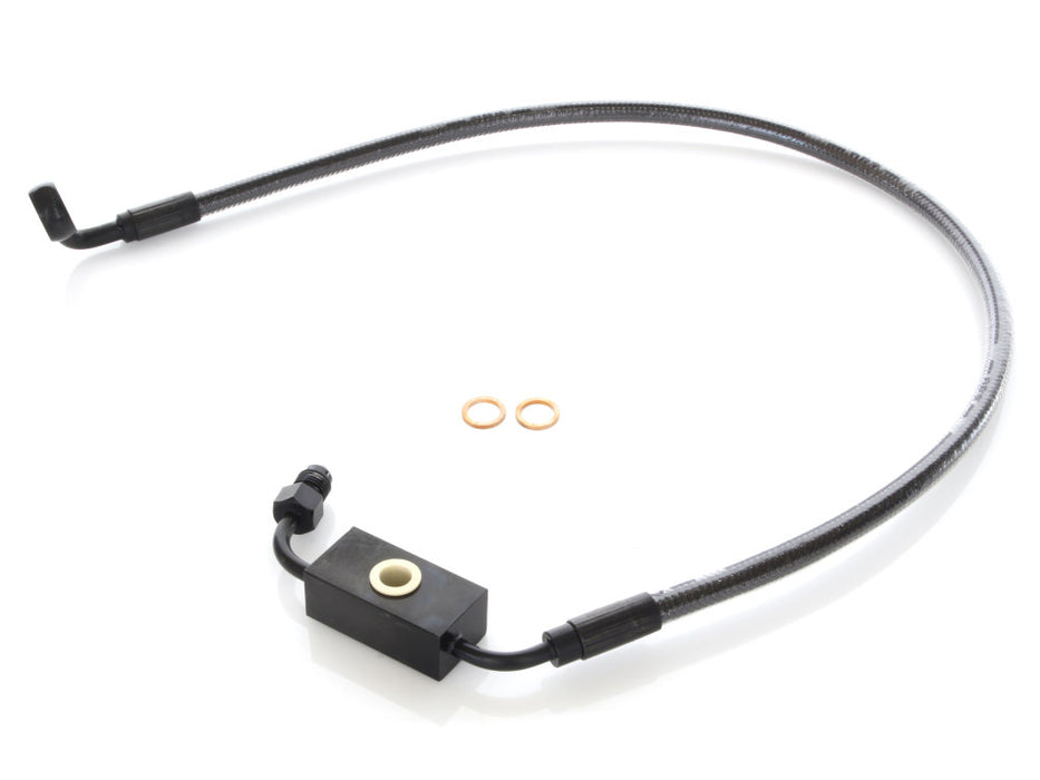 +2in. Over Length Lower Front Brake Line - Black Pearl. Fits Dyna 2012-2017