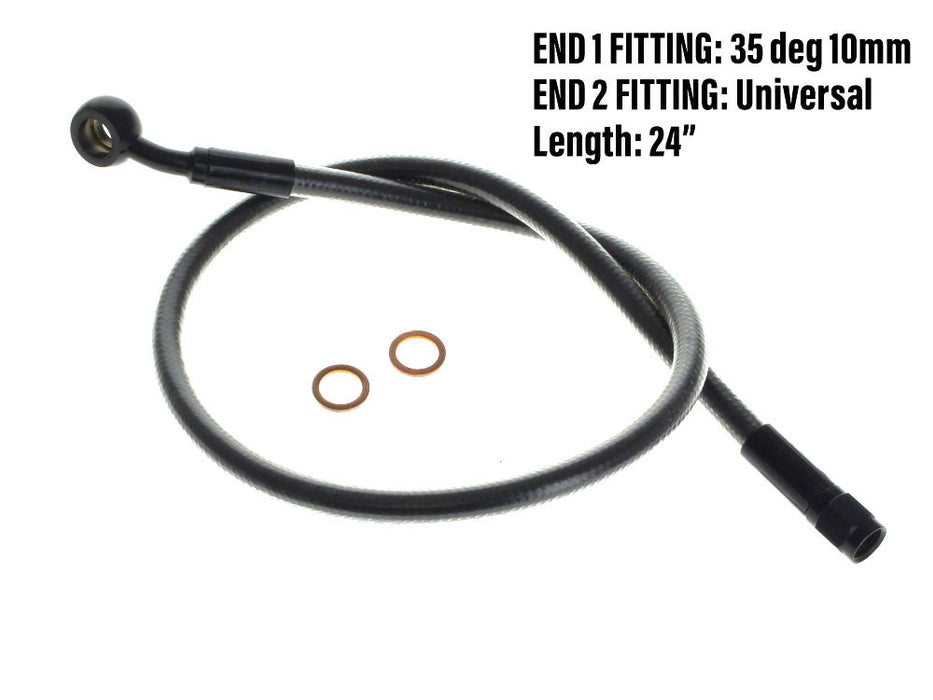 24in. Upper Front Brake Line with 10mm x 35 Degree Banjo - Black Pearl.