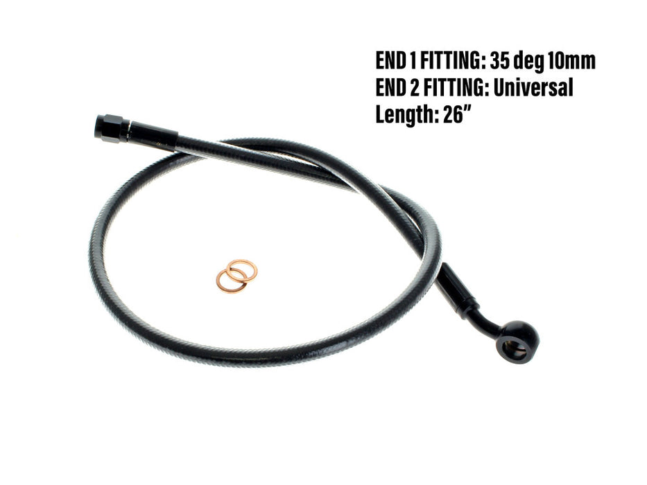 26in. Upper Front Brake Line with 10mm x 35 Degree Banjo - Black Pearl.