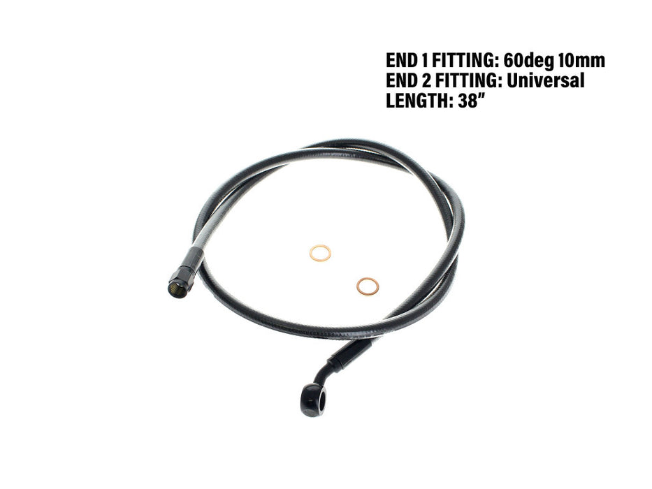38in. Upper Front Brake Line with 10mm x 35 Degree Banjo - Black Pearl.