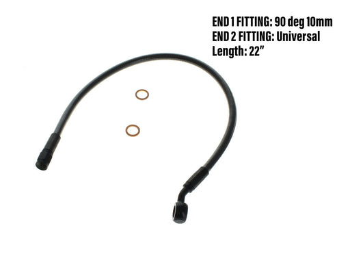 22in. Upper Front Brake Line with 10mm x 90 Degree Banjo - Black Pearl.