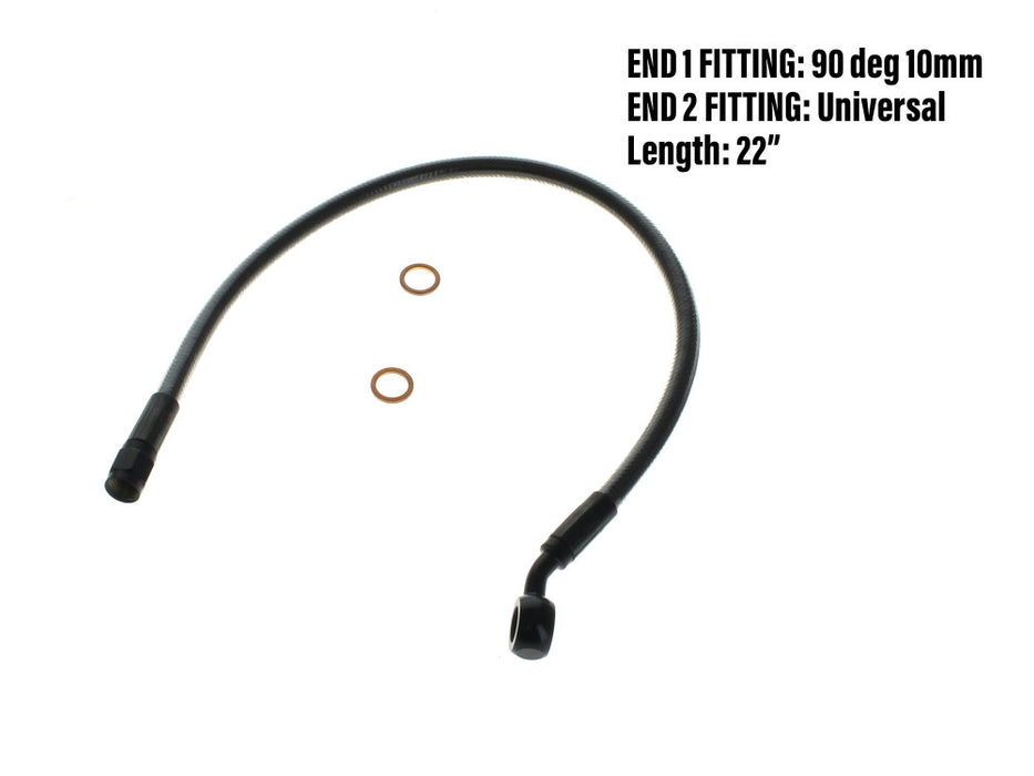 22in. Upper Front Brake Line with 10mm x 90 Degree Banjo - Black Pearl.