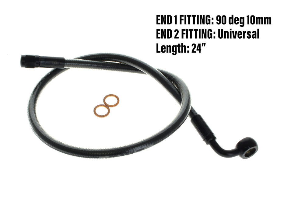 24in. Upper Front Brake Line with 10mm x 90 Degree Banjo - Black Pearl.