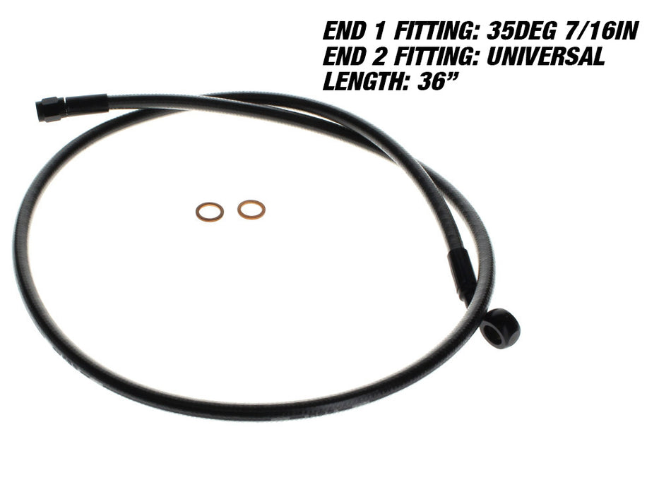 36in. Upper Front Brake Line with 7/16in. x 35 Degree Banjo - Black Pearl.